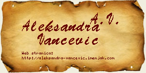 Aleksandra Vančević vizit kartica